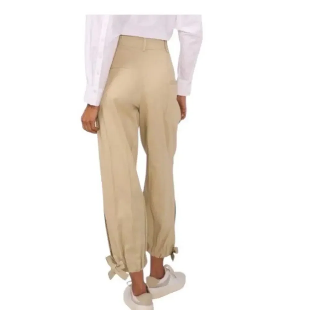 Parker Utility Pants High Rise Ankle Tie Natural Tan Tapered Leg SZ 0 Designer